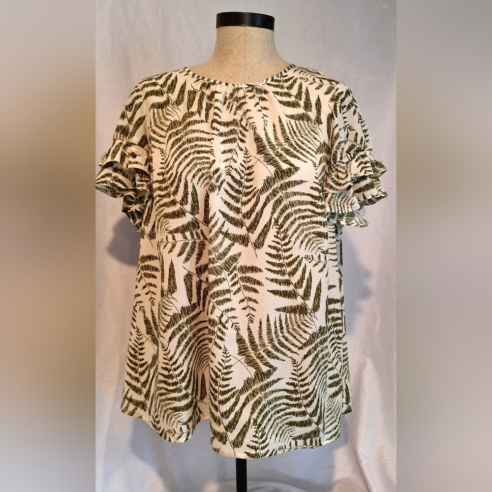 Elegant Fern Print Blouse